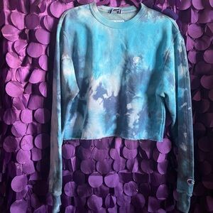 Self-Dyed Tie Dye Cropped Champion Crewneck